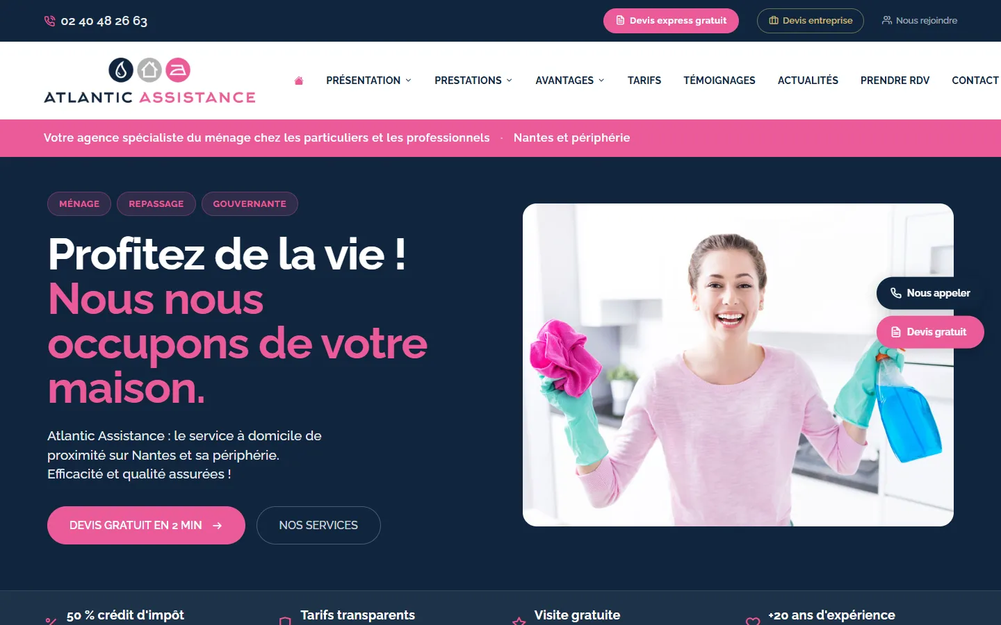 Page d'accueil du site atlantic-assistance.fr